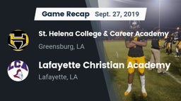 Recap: St. Helena College & Career Academy vs. Lafayette Christian Academy  2019