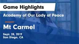 Academy of Our Lady of Peace vs Mt Carmel Game Highlights - Sept. 28, 2019