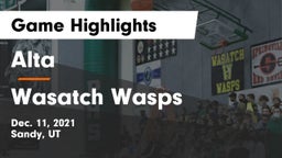 Alta  vs Wasatch Wasps Game Highlights - Dec. 11, 2021