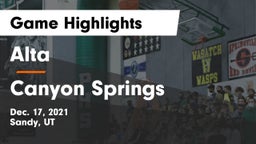Alta  vs Canyon Springs  Game Highlights - Dec. 17, 2021