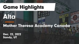 Alta  vs Mother Theresa Academy Canada Game Highlights - Dec. 22, 2022