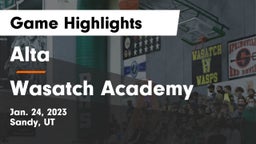 Alta  vs Wasatch Academy Game Highlights - Jan. 24, 2023