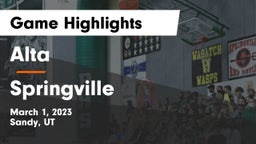 Alta  vs Springville  Game Highlights - March 1, 2023