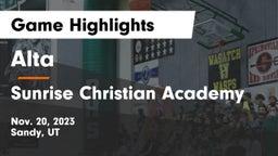 Alta  vs Sunrise Christian Academy Game Highlights - Nov. 20, 2023