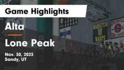 Alta  vs Lone Peak  Game Highlights - Nov. 30, 2023