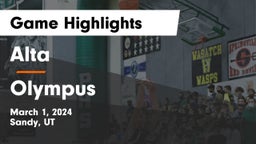 Alta  vs Olympus  Game Highlights - March 1, 2024