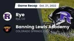 Recap: Rye  vs. Banning Lewis Academy  2022