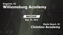 Matchup: Williamsburg Academy vs. Christian Academy  2016