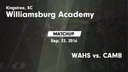 Matchup: Williamsburg Academy vs. WAHS vs. CAMB 2016