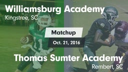 Matchup: Williamsburg Academy vs. Thomas Sumter Academy 2016