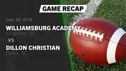 Recap: Williamsburg Academy  vs. Dillon Christian  2016