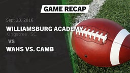 Recap: Williamsburg Academy  vs. WAHS vs. CAMB 2016