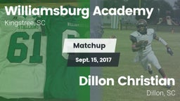Matchup: Williamsburg Academy vs. Dillon Christian  2017