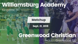 Matchup: Williamsburg Academy vs. Greenwood Christian  2018