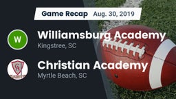 Recap: Williamsburg Academy  vs. Christian Academy  2019