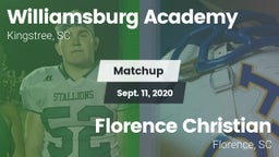 Matchup: Williamsburg Academy vs. Florence Christian  2020