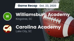 Recap: Williamsburg Academy  vs. Carolina Academy  2020
