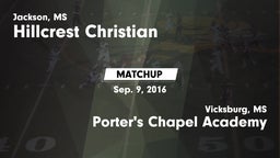 Matchup: Hillcrest Christian vs. Porter's Chapel Academy  2016