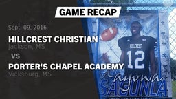 Recap: Hillcrest Christian  vs. Porter's Chapel Academy  2016