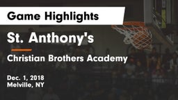 St. Anthony's  vs Christian Brothers Academy  Game Highlights - Dec. 1, 2018