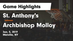 St. Anthony's  vs Archbishop Molloy  Game Highlights - Jan. 5, 2019