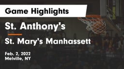 St. Anthony's  vs St. Mary's Manhassett Game Highlights - Feb. 2, 2022