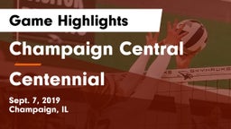Champaign Central  vs Centennial  Game Highlights - Sept. 7, 2019