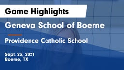 Geneva School of Boerne vs Providence Catholic School Game Highlights - Sept. 23, 2021