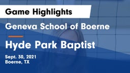 Geneva School of Boerne vs Hyde Park Baptist  Game Highlights - Sept. 30, 2021