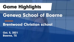 Geneva School of Boerne vs Brentwood Christian school  Game Highlights - Oct. 5, 2021