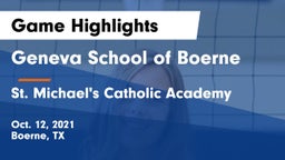 Geneva School of Boerne vs St. Michael's Catholic Academy Game Highlights - Oct. 12, 2021