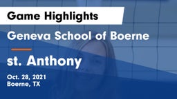 Geneva School of Boerne vs st. Anthony  Game Highlights - Oct. 28, 2021