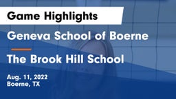 Geneva School of Boerne vs The Brook Hill School Game Highlights - Aug. 11, 2022
