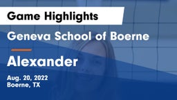 Geneva School of Boerne vs Alexander  Game Highlights - Aug. 20, 2022