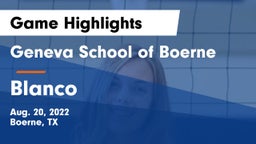 Geneva School of Boerne vs Blanco  Game Highlights - Aug. 20, 2022