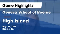 Geneva School of Boerne vs High Island  Game Highlights - Aug. 27, 2022