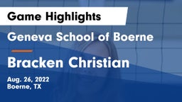 Geneva School of Boerne vs Bracken Christian  Game Highlights - Aug. 26, 2022