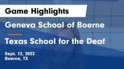 Geneva School of Boerne vs Texas School for the Deaf Game Highlights - Sept. 12, 2022