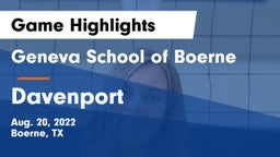 Geneva School of Boerne vs Davenport  Game Highlights - Aug. 20, 2022