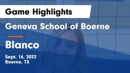 Geneva School of Boerne vs Blanco  Game Highlights - Sept. 16, 2022
