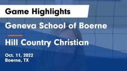 Geneva School of Boerne vs Hill Country Christian  Game Highlights - Oct. 11, 2022