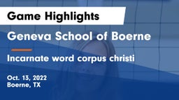 Geneva School of Boerne vs Incarnate word  corpus christi Game Highlights - Oct. 13, 2022