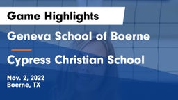 Geneva School of Boerne vs Cypress Christian School Game Highlights - Nov. 2, 2022