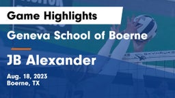 Geneva School of Boerne vs JB Alexander Game Highlights - Aug. 18, 2023