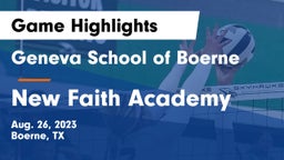 Geneva School of Boerne vs New Faith Academy Game Highlights - Aug. 26, 2023
