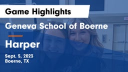 Geneva School of Boerne vs Harper  Game Highlights - Sept. 5, 2023