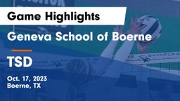 Geneva School of Boerne vs TSD Game Highlights - Oct. 17, 2023