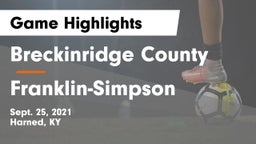Breckinridge County  vs Franklin-Simpson  Game Highlights - Sept. 25, 2021