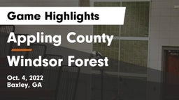 Appling County  vs Windsor Forest Game Highlights - Oct. 4, 2022