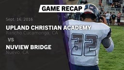 Recap: Upland Christian Academy  vs. Nuview Bridge  2016